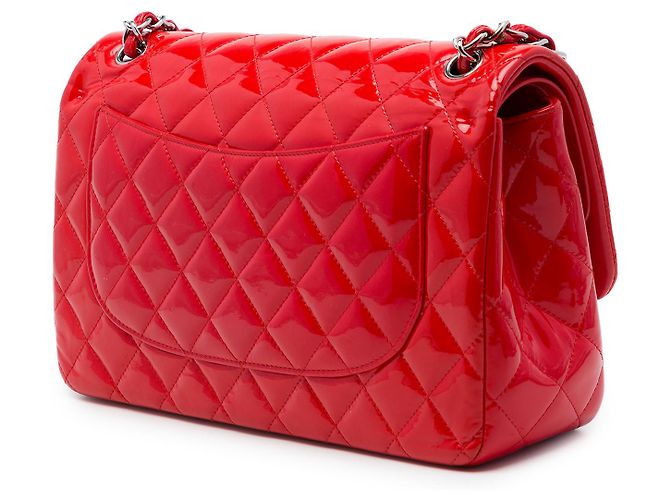 Chanel Red Jumbo Classic Patent Double Flap - vue 2