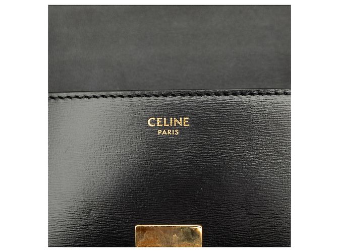 Céline Borsa a tracolla Claude in pelle di vitello lucida nera Celine - vista 5