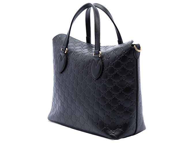 Borsa Satchel Gucci Black Guccissima Linea A Fold Over - vista 2