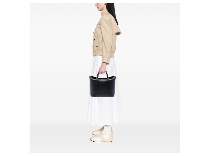 Borsa Satchel Gucci Black Guccissima Linea A Fold Over - vista 6