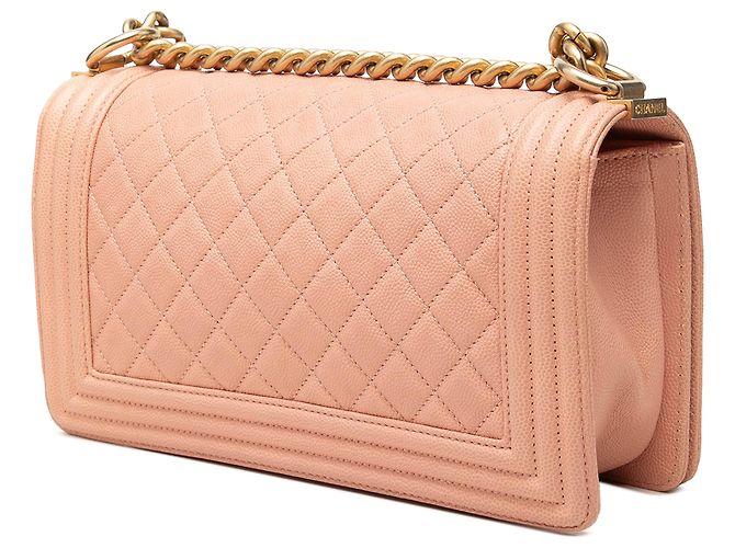 Chanel Pink Old Medium Quilted Caviar Boy Flap - vista 2