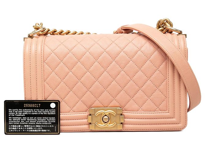 Chanel Pink Old Medium Quilted Caviar Boy Flap - vista 8