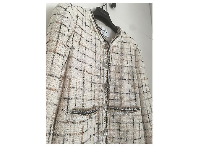 Chanel Tweedjacke 2017 Runway Weiß Schwarz Gold - Ansicht 2