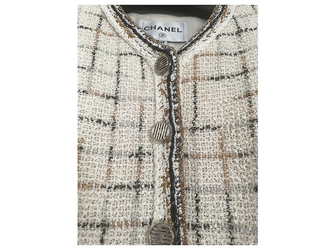 Chanel Tweedjacke 2017 Runway Weiß Schwarz Gold - Ansicht 3