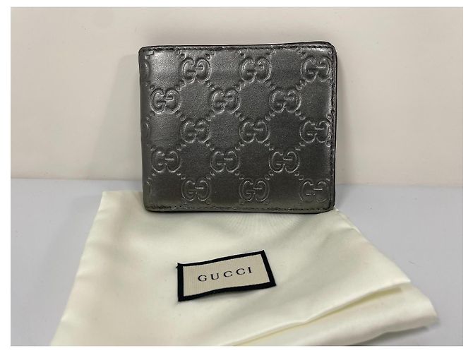 Gucci Guccissima GG Monogram Bi-fold Geldbörse Grau Leder - Ansicht 2