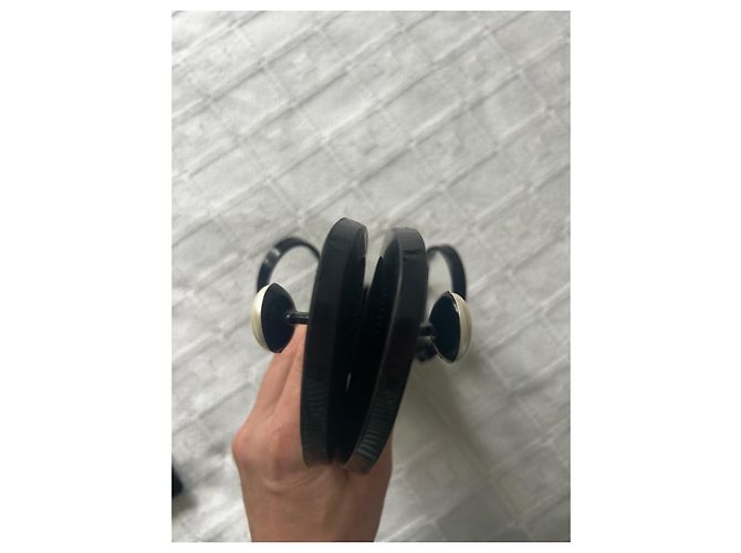 Sandali bassi Chanel in gomma nera con perle - vista 8