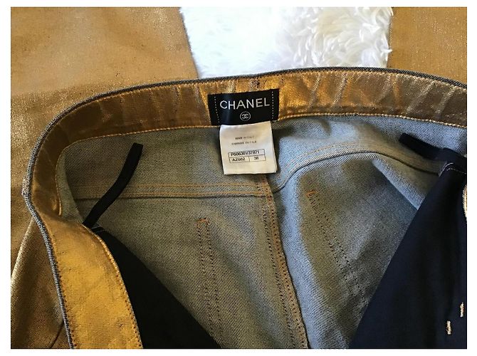 Chanel Gold-Lamé Jeans - Ansicht 3