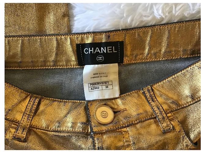 Chanel Gold-Lamé Jeans - Ansicht 4