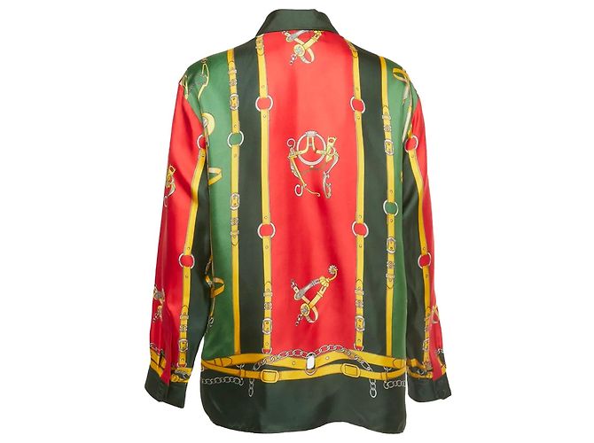 GUCCI - Gucci-Hemd aus grüner, gelber und roter Seide (T42) - Ansicht 2