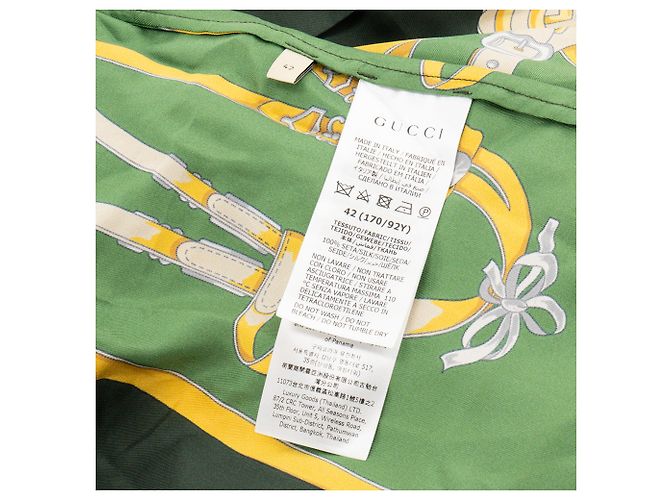 GUCCI - Gucci-Hemd aus grüner, gelber und roter Seide (T42) - Ansicht 4