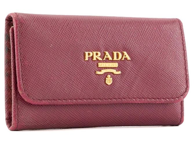 PRADA - Pochette clés Prada en cuir saffiano violet - view 2