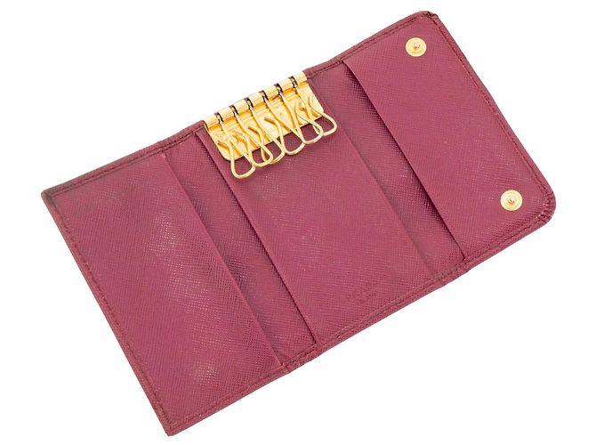 PRADA - Pochette clés Prada en cuir saffiano violet - view 8