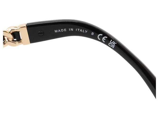CHANEL - Occhiali da sole Chanel in acetato e pelle liscia nera - vista 5
