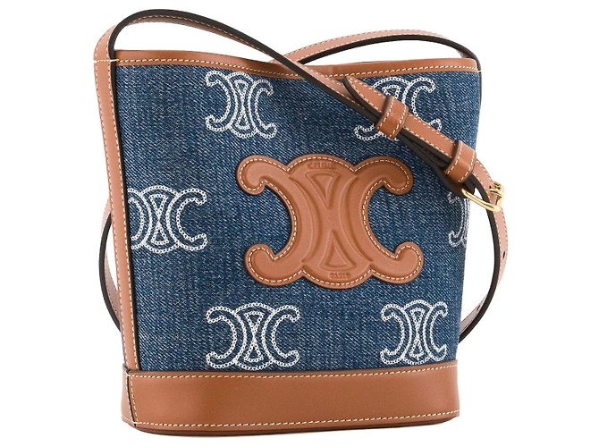 Céline CELINE - Borsa a tracolla Bucket Celine in denim blu e marrone - vista 2