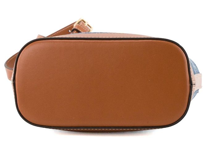 Céline CELINE - Borsa a tracolla Bucket Celine in denim blu e marrone - vista 4