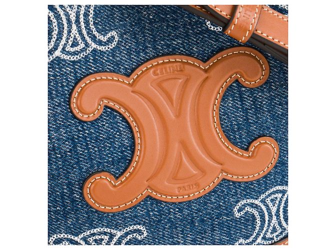 Céline CELINE - Borsa a tracolla Bucket Celine in denim blu e marrone - vista 5