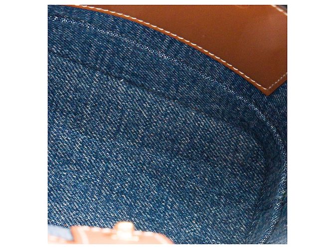 Céline CELINE - Borsa a tracolla Bucket Celine in denim blu e marrone - vista 8
