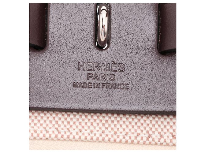 Hermès Herbag PM Toile Officier × Vache Hunter Leather & Canvas Zip Top-handle Handbag Beige - Ansicht 11
