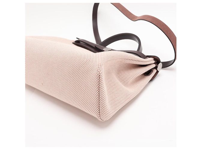 Hermès Herbag PM Toile Officier × Vache Hunter Leather & Canvas Zip Top-handle Handbag Beige - Ansicht 3