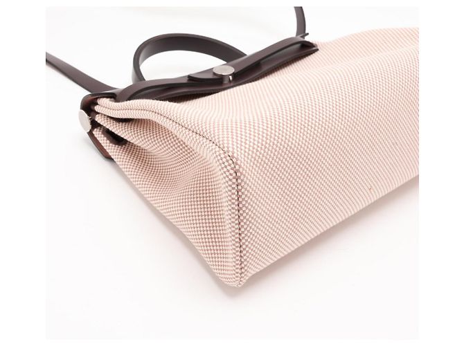 Hermès Herbag PM Toile Officier × Vache Hunter Leather & Canvas Zip Top-handle Handbag Beige - Ansicht 4