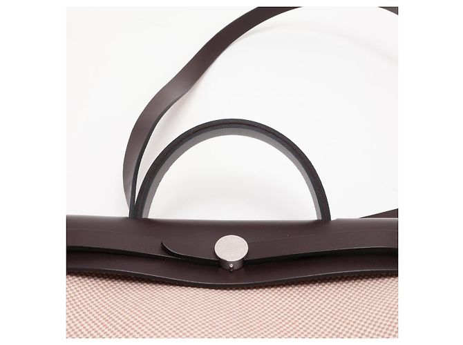 Hermès Herbag PM Toile Officier × Vache Hunter Leather & Canvas Zip Top-handle Handbag Beige - Ansicht 6
