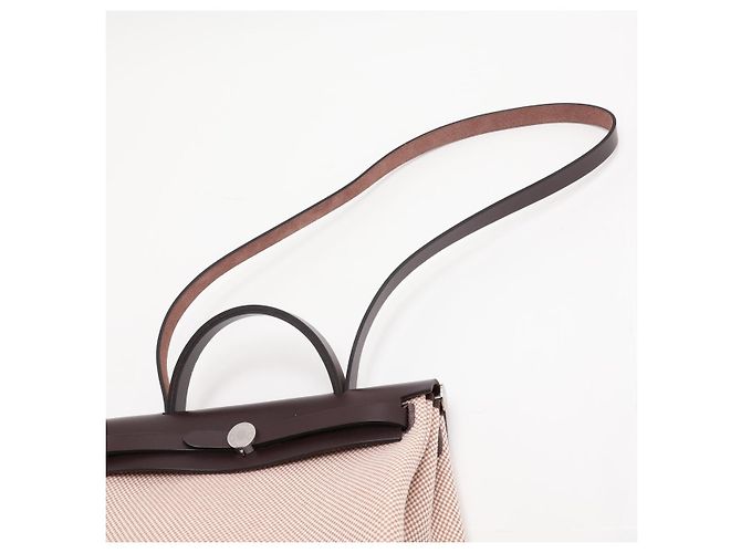 Hermès Herbag PM Toile Officier × Vache Hunter Leather & Canvas Zip Top-handle Handbag Beige - Ansicht 7