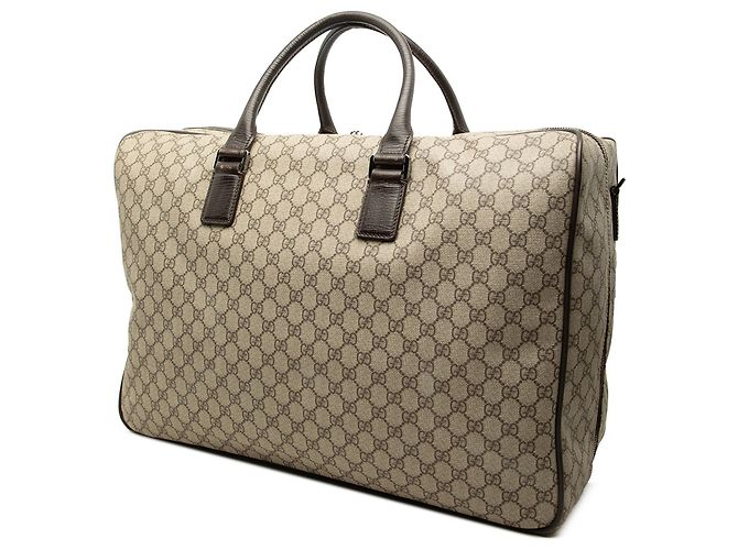 Borsa da viaggio Gucci GG Supreme con doppia zip Beige - vista 2