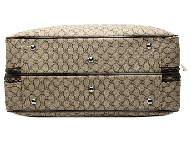 Borsa da viaggio Gucci GG Supreme con doppia zip Beige - vista 3