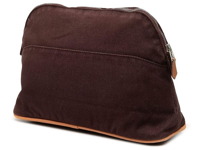Brown Hermès Toile Bolide Trousse De Voyage Pouch MM Vanity Bag - view 2