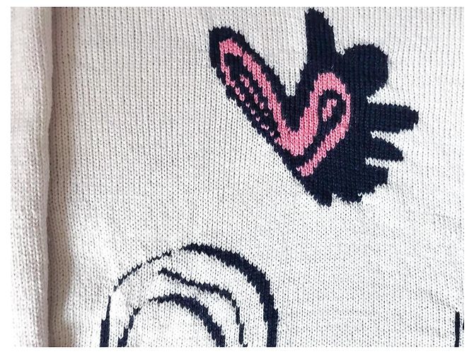 Autre Marque Pull en maille blanc avec motifs graphiques - vue 3