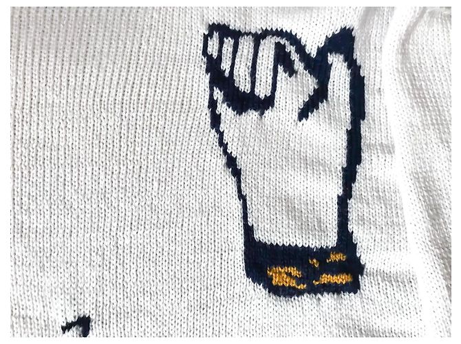 Autre Marque Pull en maille blanc avec motifs graphiques - vue 4