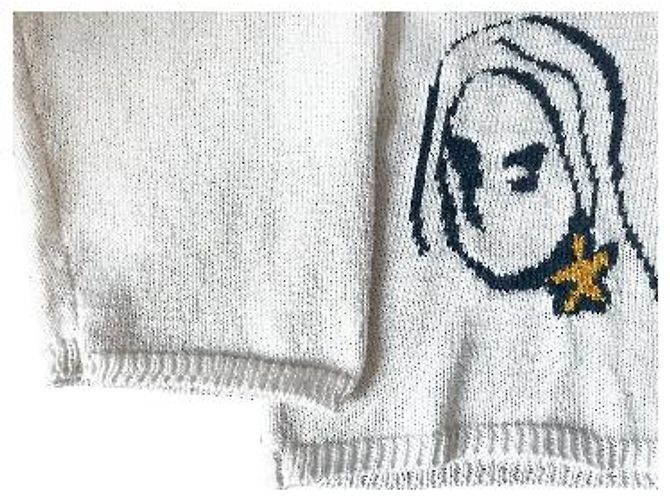 Autre Marque Pull en maille blanc avec motifs graphiques - vue 6