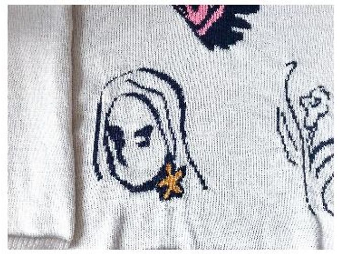 Autre Marque Pull en maille blanc avec motifs graphiques - vue 9