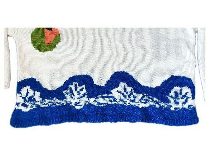 Autre Marque Strickpullover in Weiß und Blau mit abstraktem Muster - Ansicht 10