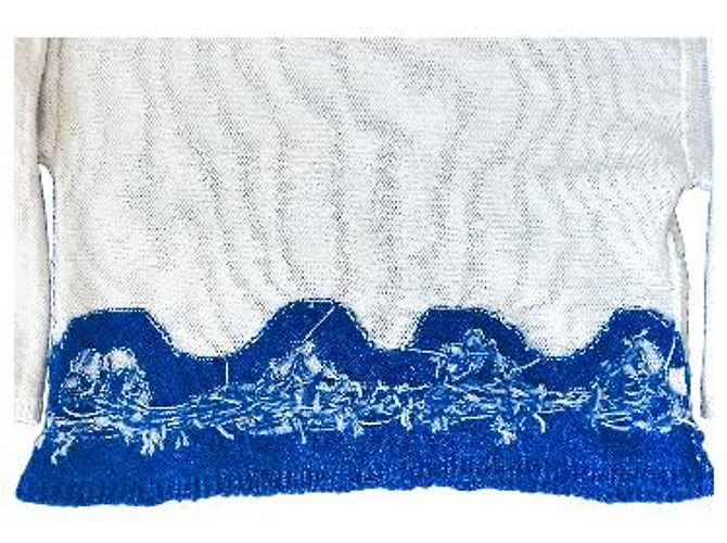 Autre Marque Strickpullover in Weiß und Blau mit abstraktem Muster - Ansicht 12