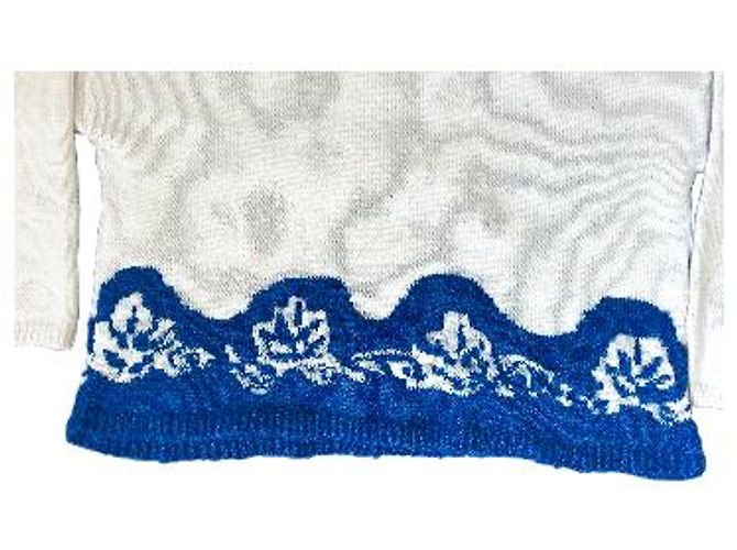 Autre Marque Strickpullover in Weiß und Blau mit abstraktem Muster - Ansicht 18