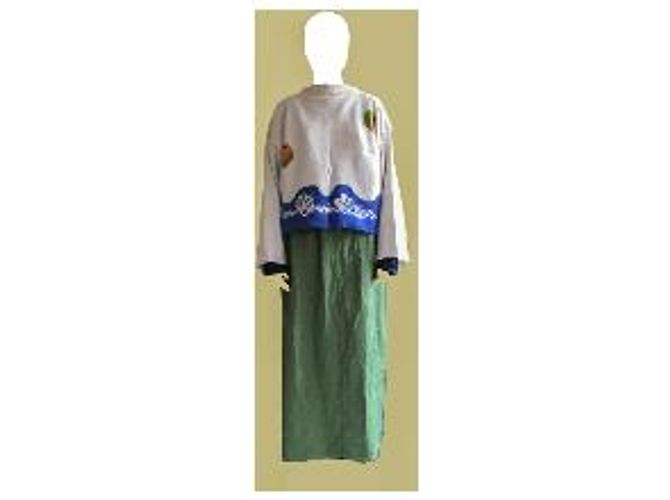 Autre Marque Strickpullover in Weiß und Blau mit abstraktem Muster - Ansicht 2