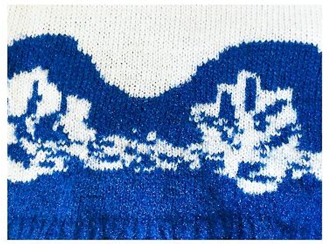 Autre Marque Strickpullover in Weiß und Blau mit abstraktem Muster - Ansicht 20