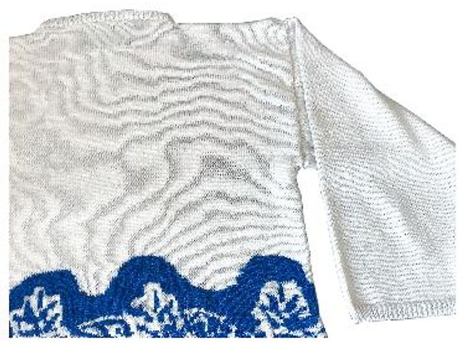 Autre Marque Strickpullover in Weiß und Blau mit abstraktem Muster - Ansicht 4