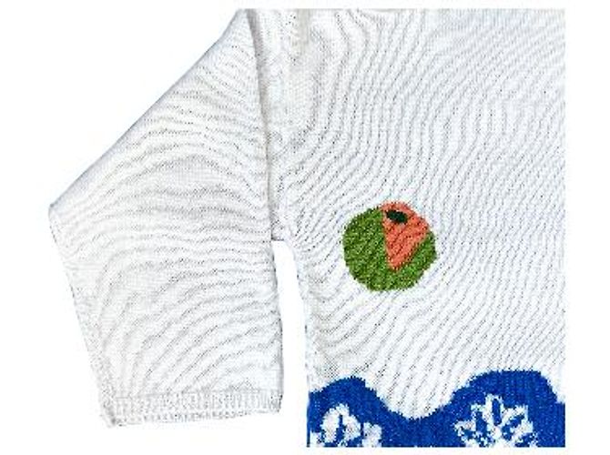 Autre Marque Strickpullover in Weiß und Blau mit abstraktem Muster - Ansicht 5