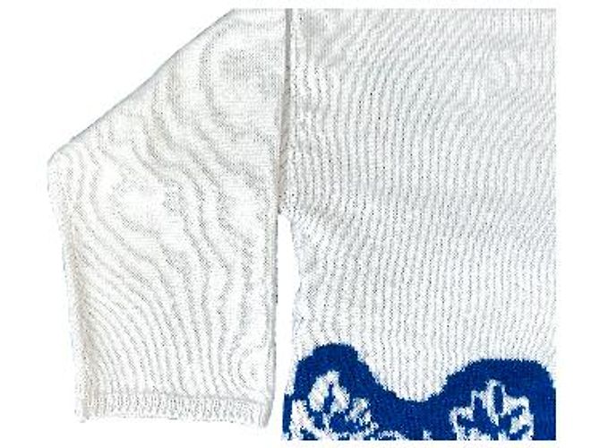Autre Marque Strickpullover in Weiß und Blau mit abstraktem Muster - Ansicht 8