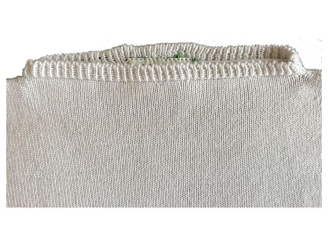 Autre Marque Weißer Merinowollpullover bestickt mit Charakter- und Lebensmittelmotiven - Ansicht 6