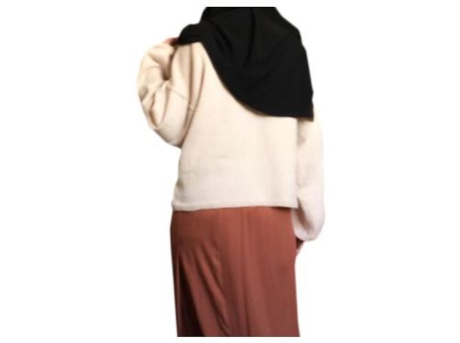 Autre Marque Beiger Wollpullover mit Stickmustern - Ansicht 14
