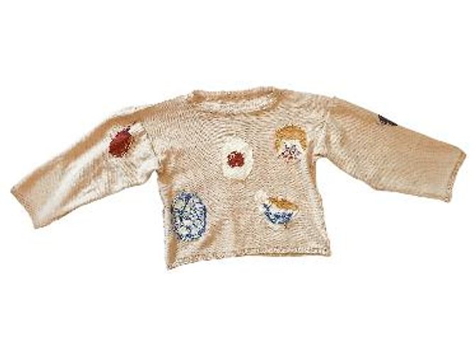 Autre Marque Beiger Wollpullover mit Stickmustern - Ansicht 4
