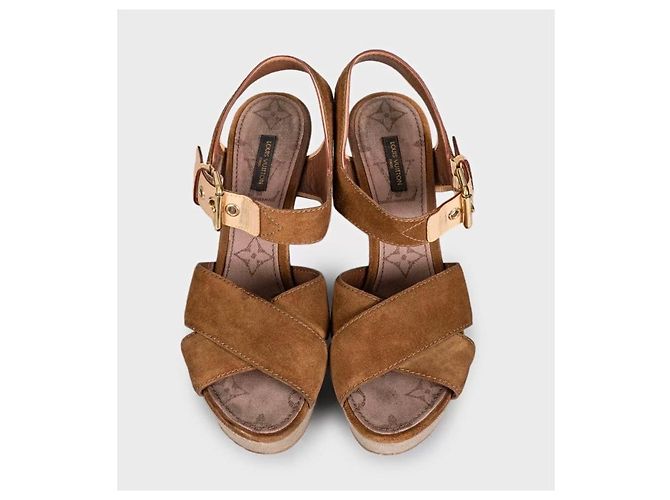 Sandali platform Monogram in camoscio marrone Louis Vuitton EU 41 usati - vista 2