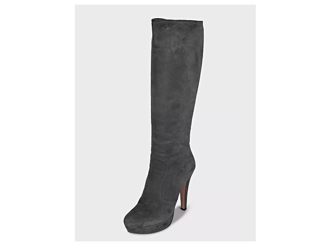 Botas altas Prada de ante gris - Punta fina y tacón de aguja EU 40 de segunda mano - vista 3