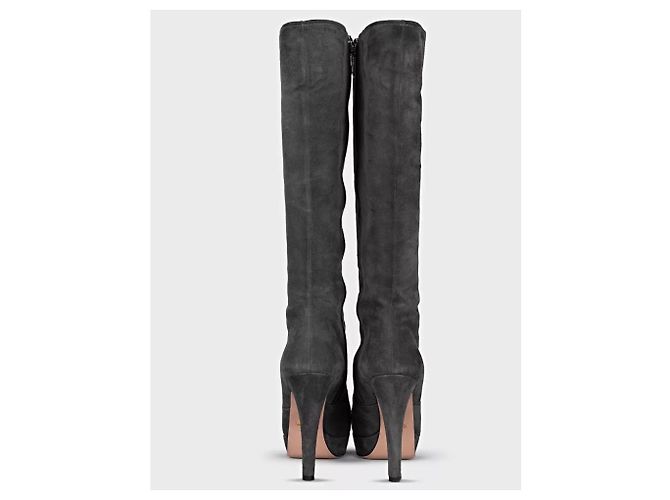 Botas altas Prada de ante gris - Punta fina y tacón de aguja EU 40 de segunda mano - vista 4