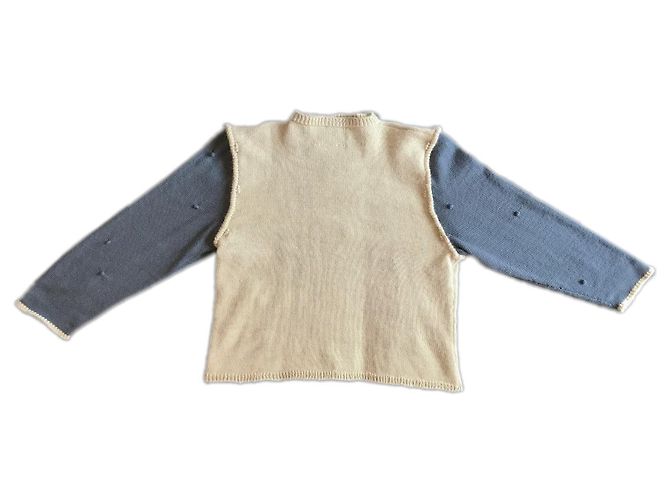 Autre Marque Beiger Strickpullover mit blauen Ärmeln - Ansicht 10