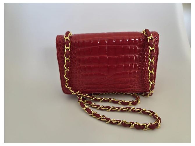 Timeless Chanel Sac Classique Bolso de solapa en piel de cocodrilo rojo - vista 7