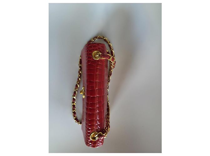 Timeless Chanel Sac Classique Bolso de solapa en piel de cocodrilo rojo - vista 9